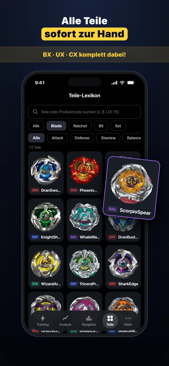 BeyGear — Beyblade X Teile-Datenbank