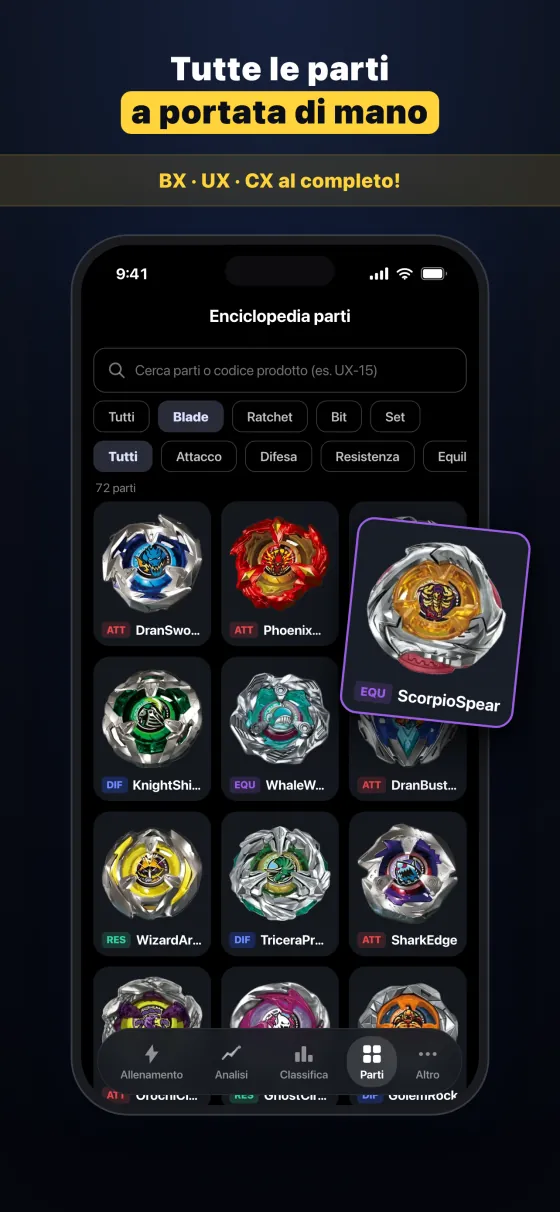 BeyGear — Database parti Beyblade X